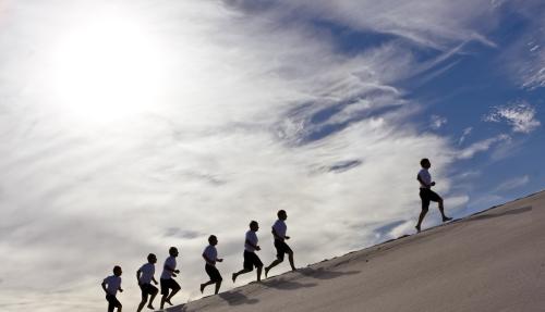 walking up hill